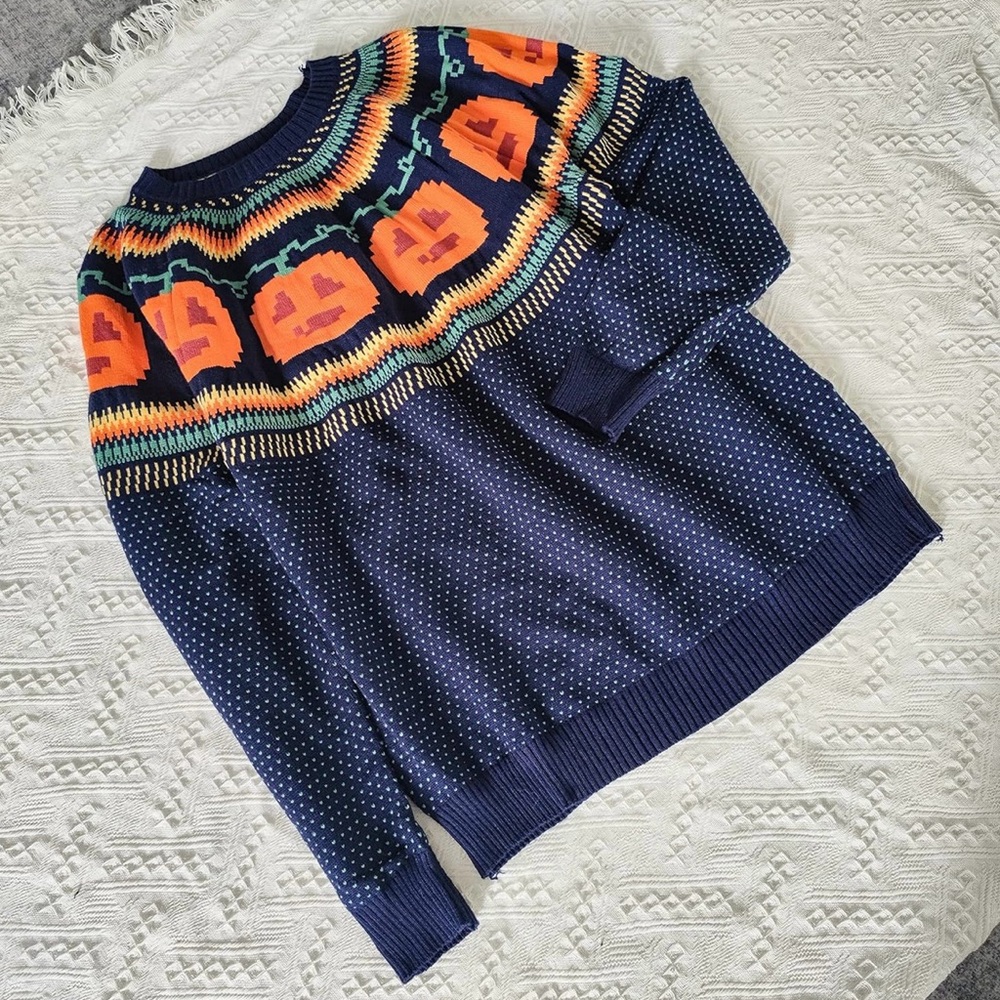 Halloween Fall Pumpkin Fair Isle Sweater
